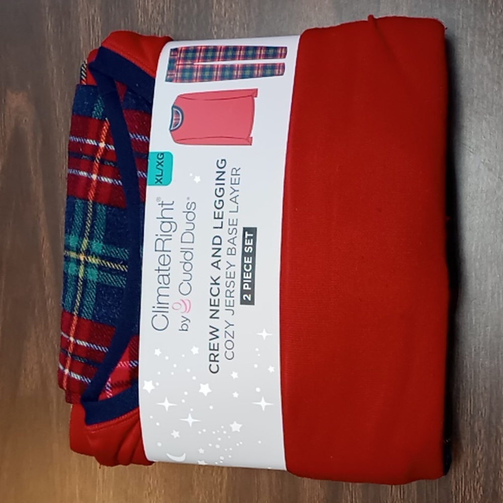 ClimateRight by CuddlDuds 2 Piece Pajama Set Red Plaid XL NWT